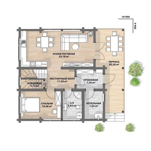 Как на двух этажах разместить 4 спальник, два санузла, гардеробную, котельную и кухню - гостиную. 01