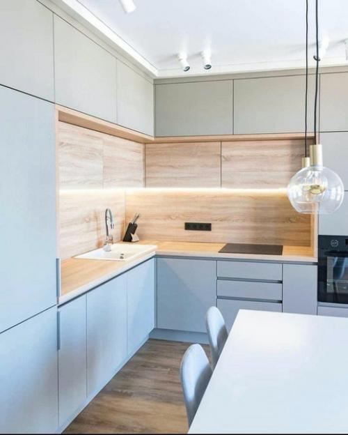 Небесно-голубая кухня.  Акварельно - голубой - один из любимых цветов у дизайнеров в этом году. 03