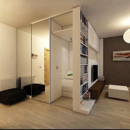 Кровать в шкафу или оригинальный способ зонирования.