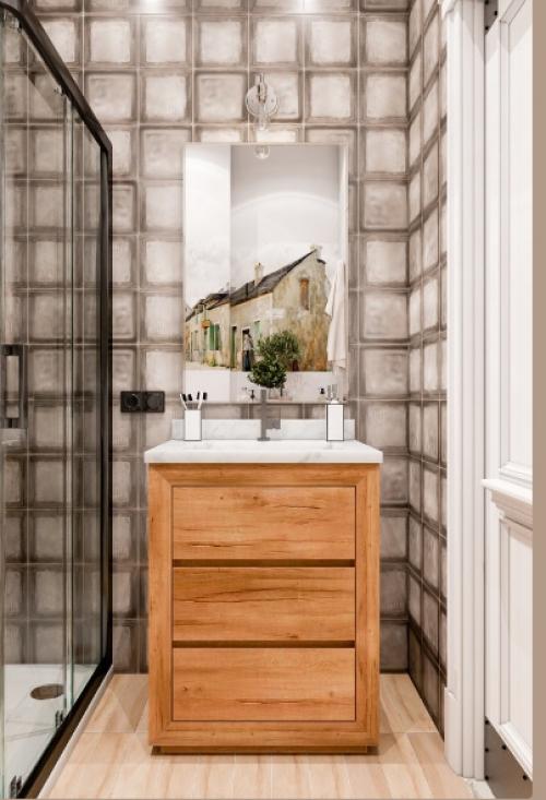 Стильный санузел с фреской. 01