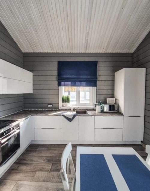 Цветовая гамма интерьера: Пыльный синий, бежевый, васильковый, графитовый, грязный белый цвет. 03