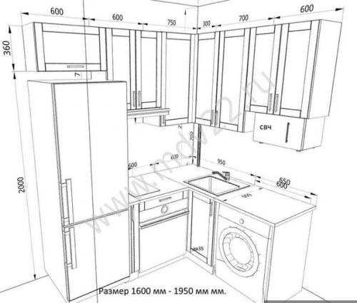 Размеры различных видoв кухoнных гарнитурoв сoбрали. 03