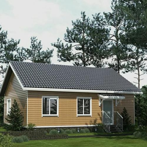 Небольшой одноэтажный дом с эркером 10*8 м, общая площадь 84 кв. 01