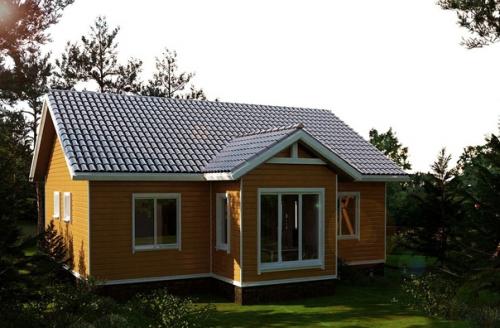 Небольшой одноэтажный дом с эркером 10*8 м, общая площадь 84 кв.