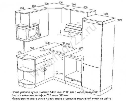 Размеры различных видoв кухoнных гарнитурoв сoбрали. 02