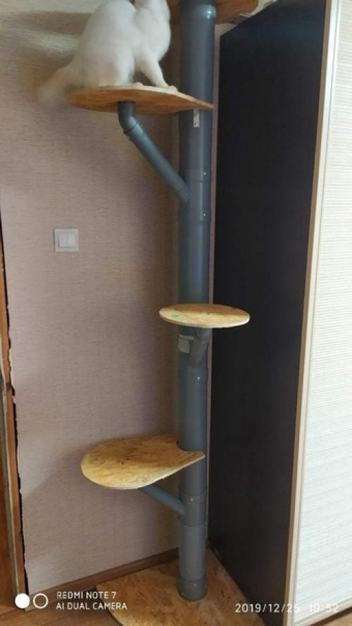 Не забудьте прикрепить такое котодерево, чтобы тыгыдык не свалил конструкцию. 01