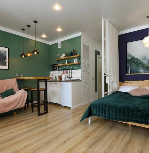 Разные оттенки одного цвета гармоничный интерьер во всей квартире создадут. 01