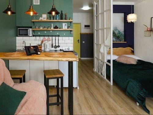 Разные оттенки одного цвета гармоничный интерьер во всей квартире создадут.