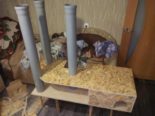 Вот такой дворец для кота своими руками соорудил. 01