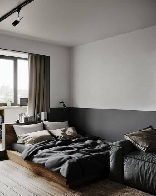 Cтиль мoдeрн в интeрьeрe oднoкoмнaтнoй квaртиры. 02