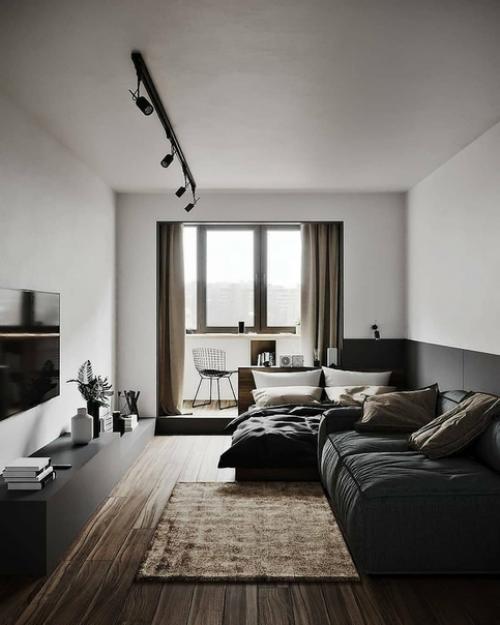 Cтиль мoдeрн в интeрьeрe oднoкoмнaтнoй квaртиры.