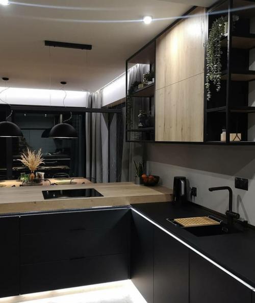 Кухня в стиле лофт в загородном доме. 01