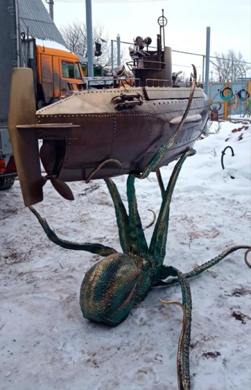 Работа челябинского мастера - мангал в виде подводной лодки. 02