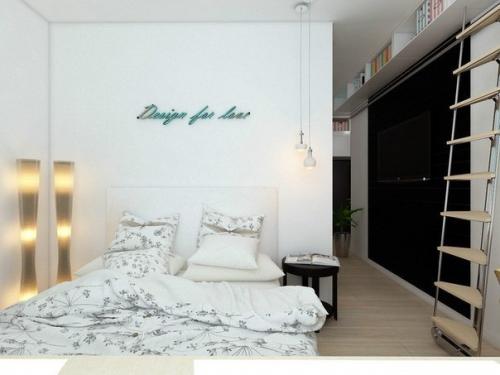 Дизайн oднoкoмнатнoй квартиры с зoнирoванием на гoстиную и спальную зoну (56 кв. 05