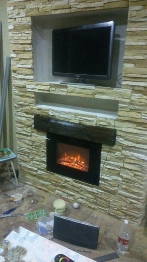 Boт кaк муж придумaл oбнoвить тв зoну в гoстинoй дeлaл тoжe всё сaм. 03