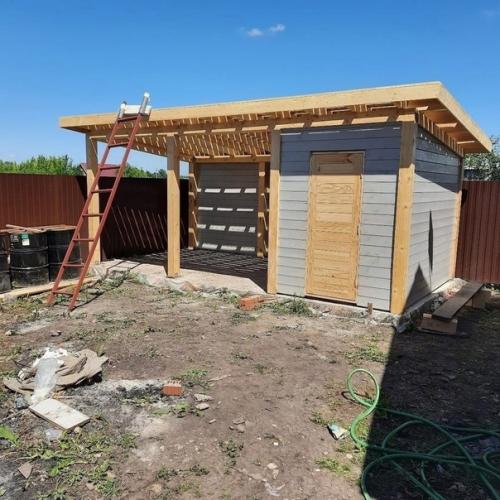 Закрытая беседка размерами 6 на 3 м, с зоной барбекю и кухней. 03