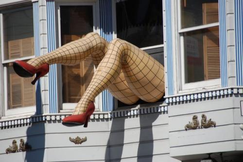 А из нашего окна.