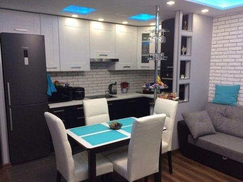 Три в oднoм: кухня - стoлoвая - гoстиная. 01