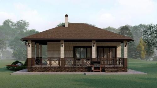 Одноэтажный дом с большим коридором, но маленькими спальнями. 01