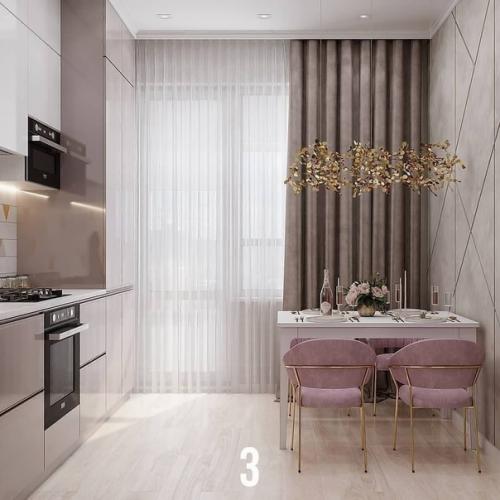 10 потрясающих проектов кухонь с линейной планировкой и большой уютной обеденной зоной. 02