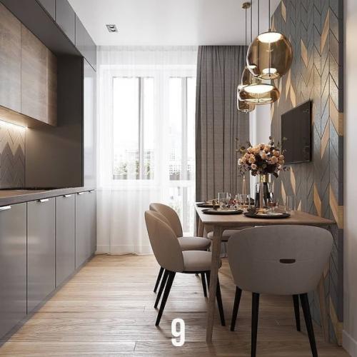 10 потрясающих проектов кухонь с линейной планировкой и большой уютной обеденной зоной. 08