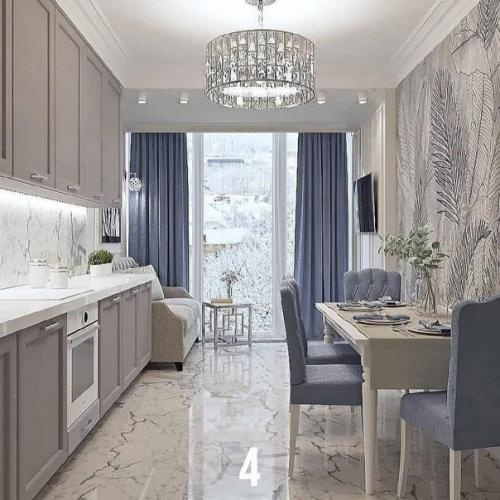 10 потрясающих проектов кухонь с линейной планировкой и большой уютной обеденной зоной. 03