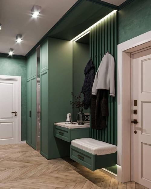 Всех уже с порога или прихожая в изумрудном цвете удиви.
