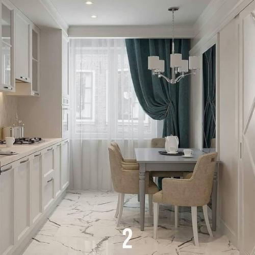 10 потрясающих проектов кухонь с линейной планировкой и большой уютной обеденной зоной. 01