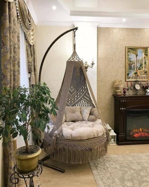 Кресла - гамаки в технике макраме. 02