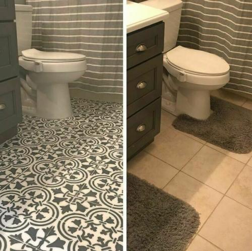 С помощью специальной эпоксидной краски для плитки и трафаретов можно легко обновить пол! 02