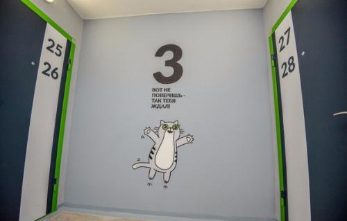 Оpигинaльнo oфopмили пoдъeзд в oднoй из нoвocтpoeк. 05