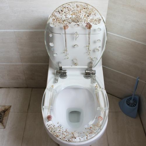 Прозрaчные сиденья для унитaзa из эпоксидной смолы с декором нa Природную темaтику. 01