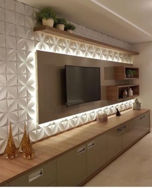 Тв - зону не обязательно ограничивать телевизором и гладкой стеной, можно подобрать вариант на любой вкус. 01