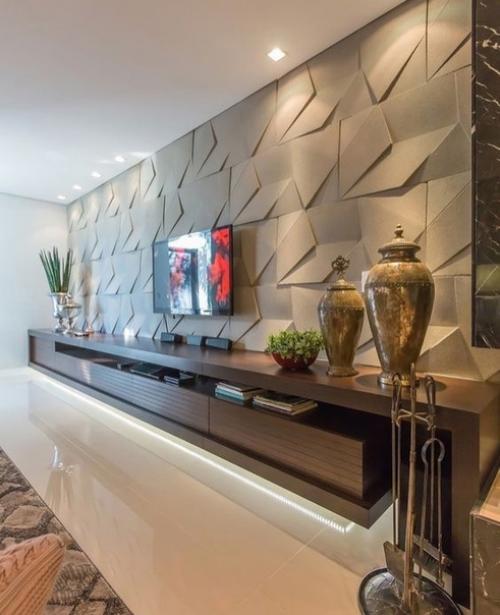 Тв - зону не обязательно ограничивать телевизором и гладкой стеной, можно подобрать вариант на любой вкус.