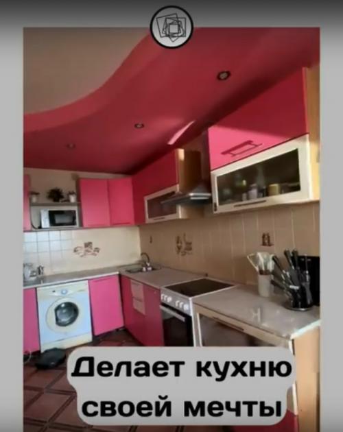 Сделала из яркой розовой кухни стильную серую.