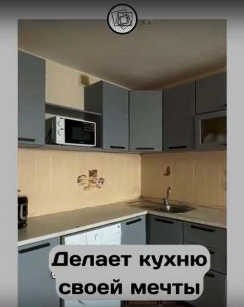 Сделала из яркой розовой кухни стильную серую. 04