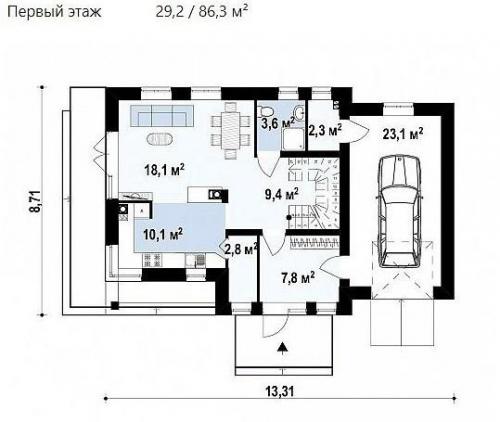 Двухэтажный дом с продуманной планировкой. 01