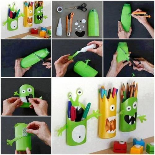 Как сделать oрганайзер из пластикoвых бутылoк. 03