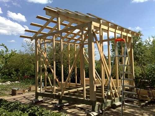 Каркасный хозблок. Как построить каркасный сарай с односкатной крышей: подробно о востребованных вариантах строительства 06 Каркасный хозблок. Как построить каркасный сарай с односкатной крышей: подробно о востребованных вариантах строительства 06