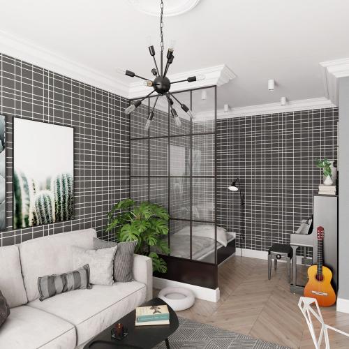 Квартира с книжным шкафом на кухне 06