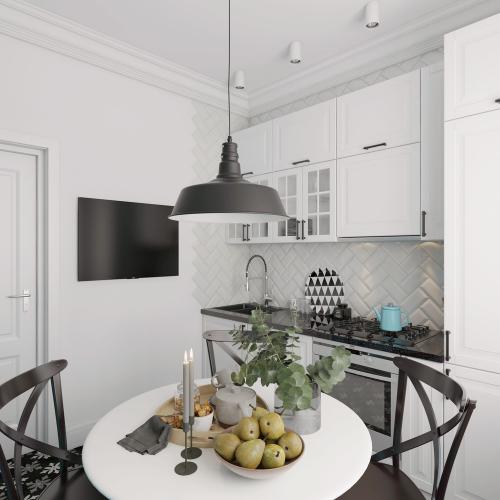 Квартира с книжным шкафом на кухне 03