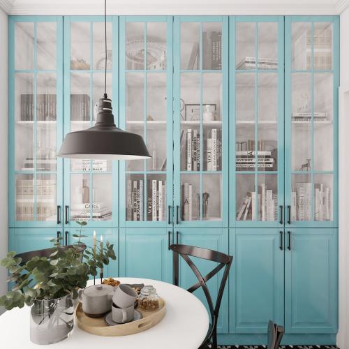 Квартира с книжным шкафом на кухне 01