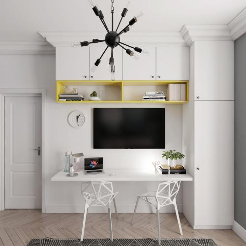 Квартира с книжным шкафом на кухне 08