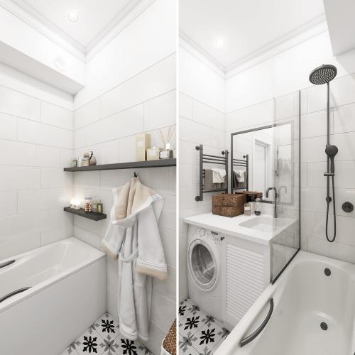 Квартира с книжным шкафом на кухне 11