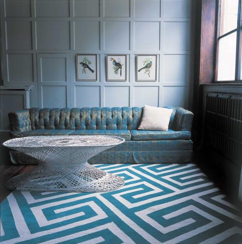 Сочетание голубого и бежевого в интерьере. Небо и песок