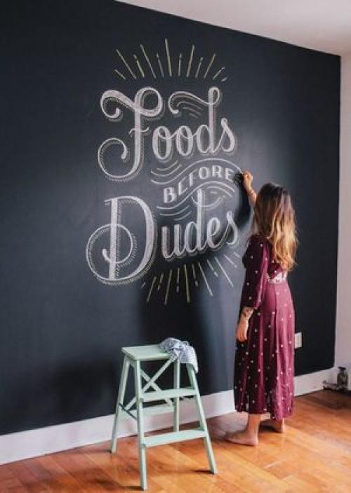 Краска грифельная в интерьере. Меловая стена в интерьере 12