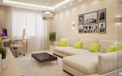 Бежевый интерьер с яркими акцентами. Бежевый в качестве основы