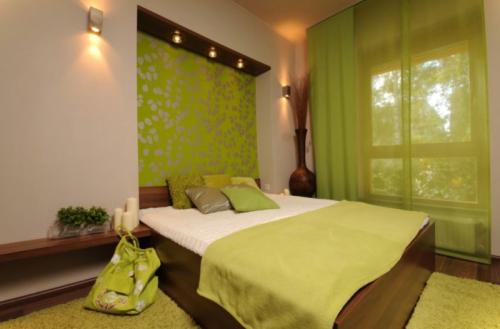 Спальня в бежево зеленых тонах. Зелень в разных стилях