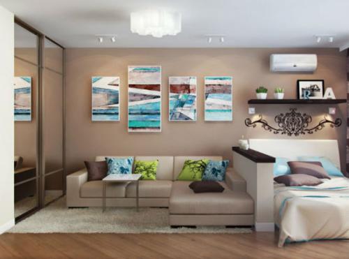 Дизайн гостиной совмещенной со спальней. Дизайн перегородки в интерьере спальни-гостиной