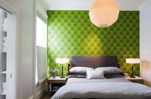 Спальня в темно зеленых тонах. Концепции оформления